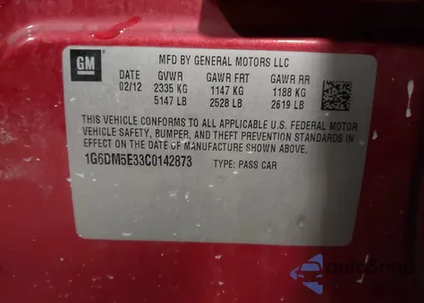 2012 Cadillac Cts Performance z USA, uszkodzony, nr VIN 1G6DM5E33C0142873